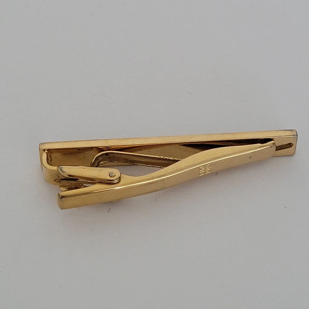 Givenchy Vintage Tie Clip Gold Silver Tone 4G Logo Designer Mens Accessory